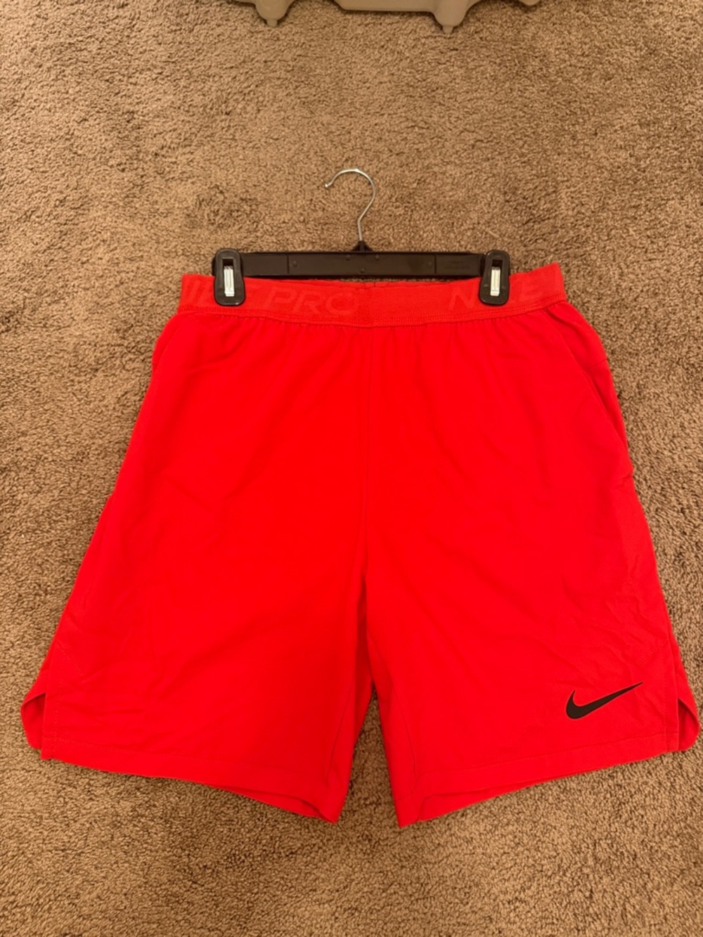Nike Men’s Bright Red Training Shorts with Black Swoosh
